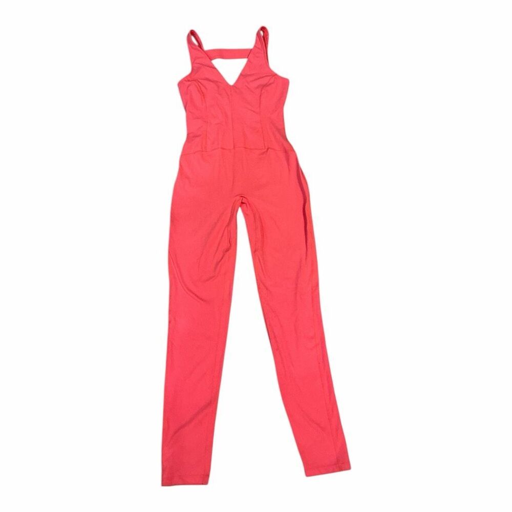 FP Movement by Free People Never Better Athletic Onesie Jumpsuit Neon Coral XS